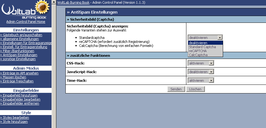 AntiSpam Einstellungen